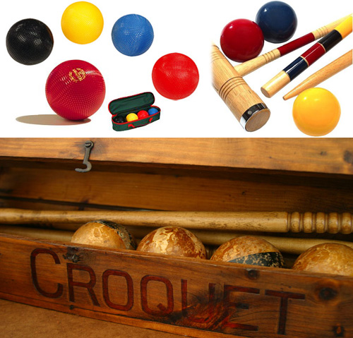 Разнообразные шары для игры в крокет.